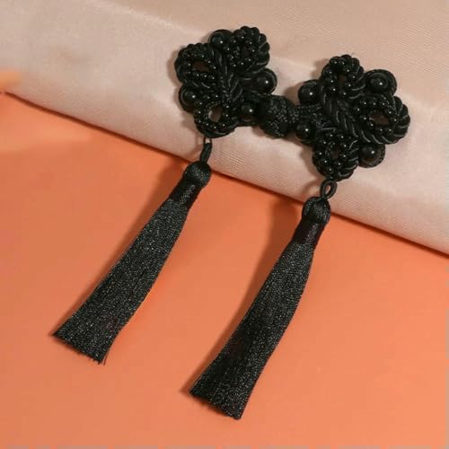 Stoff im chinesischen Stil Quaste Platte Schnalle Langer Schwanz Handperlen Dekorative Knöpfe National Tide DIY Kleidung Chinesischer Knotenknopf-3 von QPFNEI