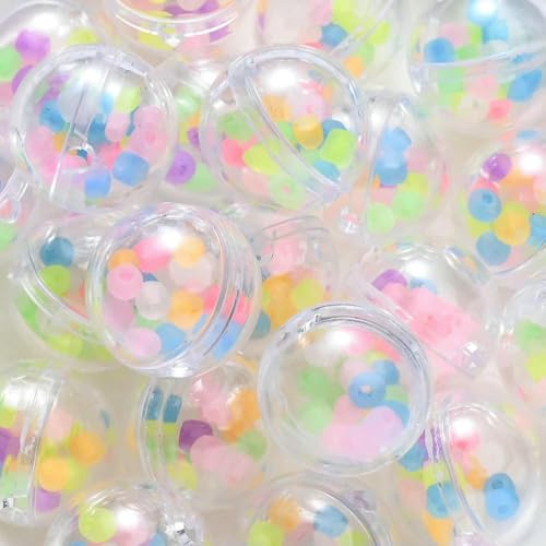 Stück 20 mm leuchtende Rocailles-Perlen in Bonbonfarbe, runde transparente Acryl-Abstandshalterperlen für die Schmuckherstellung,DIY-Perlenbastelbedarf, 5 Stück von QPFNEI