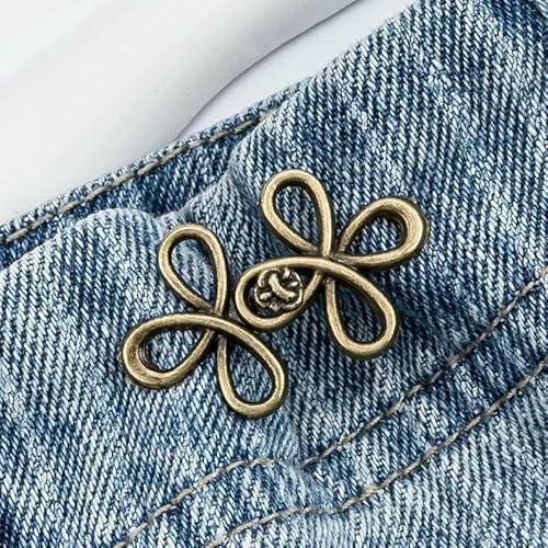 Taillenknopfverschluss, verstellbare Jeansknöpfe aus Metall – Spanner für weite Jeans, sofort nähfrei für Jeanshosen – Bronze – 2 Stück Taillenknopfverschluss, verstellbare Jeansknöpfe aus Metall – Spanner für weite Jeans, sofort nähfrei für Jeanshosen – Bronze – 2 Stück von QPFNEI