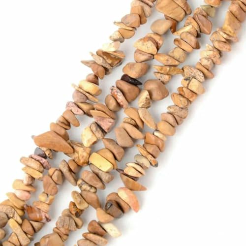 Unregelmäßige Freeform-Chip-Kiesperlen, Naturstein, Amethyste, Tigerauge-Perlen zur Schmuckherstellung, 3–5–8–12 mm, DIY-Halskette, 40,6 cm, Bildjaspis, 3–5 mm, 40,6 cm von QPFNEI