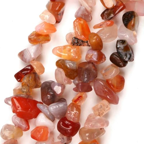 Unregelmäßige Freeform-Chip-Kiesperlen, Naturstein, Amethyste, Tigerauge-Perlen zur Schmuckherstellung, 3–5–8–12 mm, DIY-Halskette, 40,6 cm, Karneol, 3–5 mm, 40,6 cm von QPFNEI