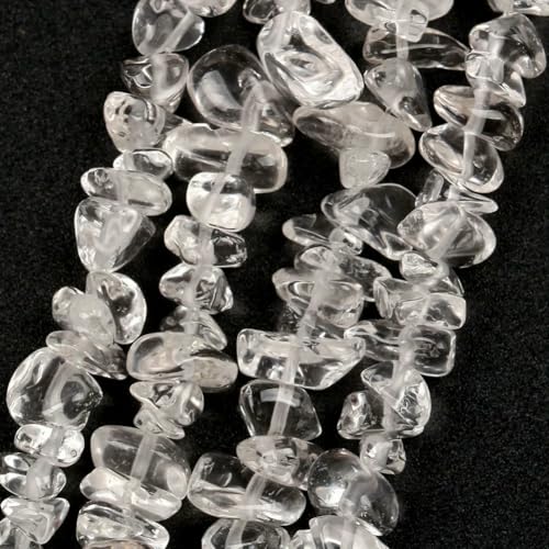 Unregelmäßige Freeform-Chip-Kiesperlen, Naturstein, Amethyste, Tigerauge-Perlen zur Schmuckherstellung, 3–5–8–12 mm, DIY-Halskette, 40,6 cm, klarer Quarz, 8–12 mm, 40,6 cm von QPFNEI