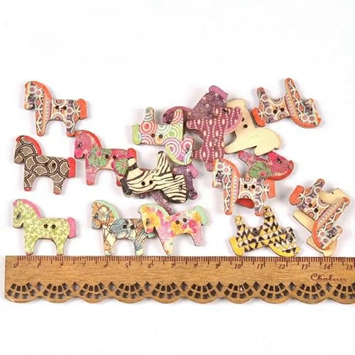 Vintage Gemischte Malerei Holzknöpfe zum Basteln Scrapbooking Nähen Kleidung Knopf DIY Kinderbekleidung Zubehör 15-35mm M1893-MT1893-15 von QPFNEI
