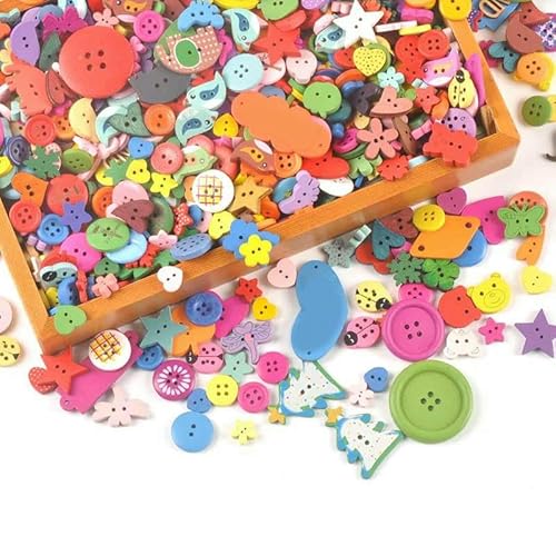 Vintage Gemischte Malerei Holzknöpfe zum Basteln Scrapbooking Nähen Kleidung Knopf DIY Kinderbekleidung Zubehör 15-35mm M1893-mt2571-30Stk von QPFNEI