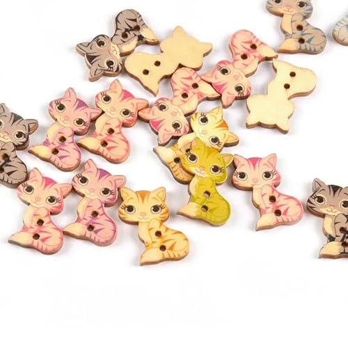 Vintage-Holzknöpfe mit gemischter Malerei zum Basteln, Scrapbooking, Nähen, Kleidung, Knöpfe, DIY, Kinderbekleidung, Zubehör, 15–35 mm, M1893-M0972, 25 Stück von QPFNEI