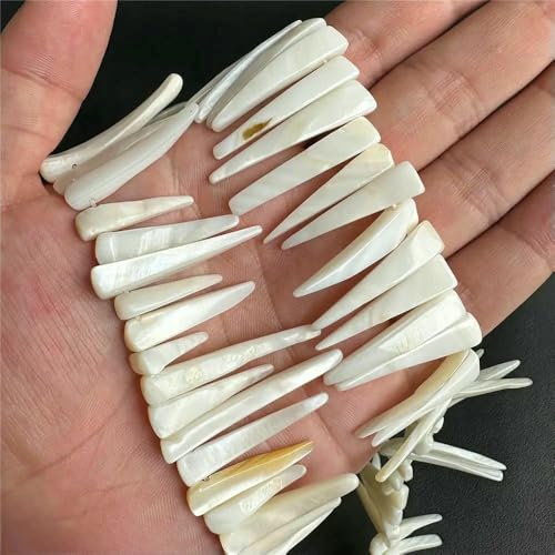 Weiße Perlmutt-Muschelperlen, Reisform, Herz, natürliche Muschel, Röhrenblatt, Rondelle-Perlen für die Schmuckherstellung, DIY, 15 Zoll - 28 lang von QPFNEI