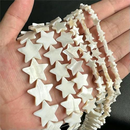Weiße Perlmutt-Muschelperlen, Reisform, Herz, natürliche Muschel, Röhrenblatt, Rondelle-Perlen zur Schmuckherstellung, DIY, 15 Zoll - 26 Sterne, 15 mm Weiße Perlmutt-Muschelperlen, Reisform, Herz, natürliche Muschel, Röhrenblatt, Rondelle-Perlen zur Schmuckherstellung, DIY, 15 Zoll - 26 Sterne, 15 mm von QPFNEI