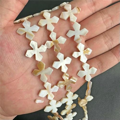 Weiße Perlmutt-Muschelperlen, Reisform, Herz, natürliche Muschel, Röhrenblatt, Rondelle-Perlen zur Schmuckherstellung, DIY, 15 Zoll - 41 Schneeflocke, 10 mm von QPFNEI