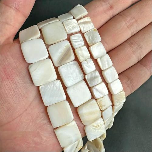 Weiße Perlmutt-Muschelperlen, Reisform, Herz, natürliche Muschel, Röhrenblatt, Rondelle-Perlen zur Schmuckherstellung, DIY, 15 Zoll - 44 Quadrat, 10 mm von QPFNEI