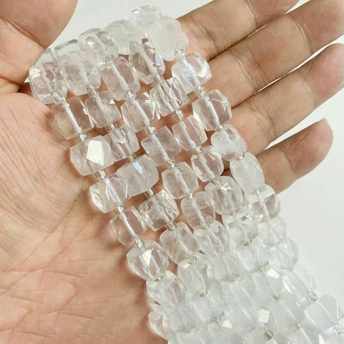 Weiße transparente natürliche Quarzkristallglas-Lose Abstandsperlen für die Schmuckherstellung Armband Halskette Zubehör-Nr. 12 Naturquarz von QPFNEI