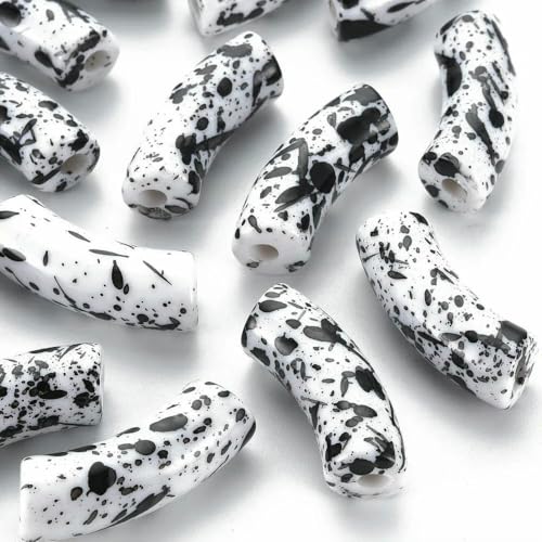 ca. 148 Stück/500 g undurchsichtige gebogene Acrylröhrenperlen, Edelsteinimitatperlen für DIY-Armbänder, Schmuckherstellungszubehör, Weiß, 32 x 10 x 8 mm, 300 Stück ca. 148 Stück/500 g undurchsichtige gebogene Acrylröhrenperlen, Edelsteinimitatperlen für DIY-Armbänder, Schmuckherstellungszubehör, Weiß, 32 x 10 x 8 mm, 300 Stück von QPFNEI