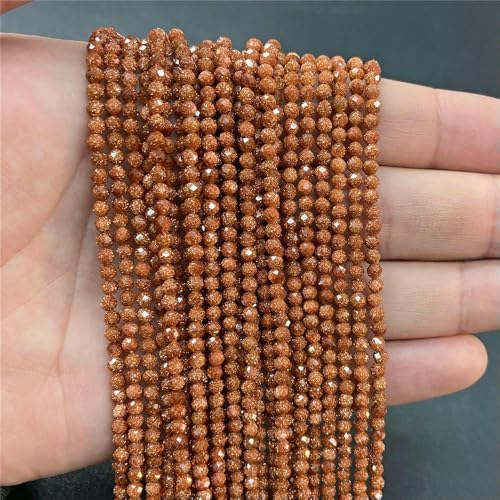 mm, 3,0 mm, 4,0 mm, facettierter Naturstein, rosa Rosenquarz, Kristallperlen, runde Amethyste, lose Perlen für DIY-Schmuckherstellung, Halskette – Goldsandstein – 4,0 mm, ca. 90 Stück von QPFNEI