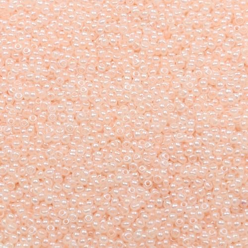 mm Schmuckherstellung DIY Rocailles Perlen Creme Farbe glänzende blasse Glasperlen undurchsichtige Rocailles Perlen 10 g 1300 Stück-GSB-C-19-10 g 1300 Stück von QPFNEI