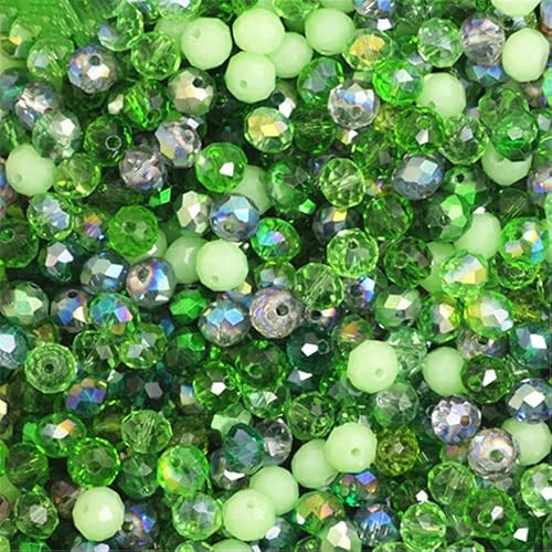 transparente Farbe 4 x 6 mm, 50 Stück Rondelle, österreichische facettierte Kristallglasperlen, lose Abstandshalter, runde Perlen zur Schmuckherstellung, grün, mehrfarbig transparente Farbe 4 x 6 mm, 50 Stück Rondelle, österreichische facettierte Kristallglasperlen, lose Abstandshalter, runde Perlen zur Schmuckherstellung, grün, mehrfarbig von QPFNEI