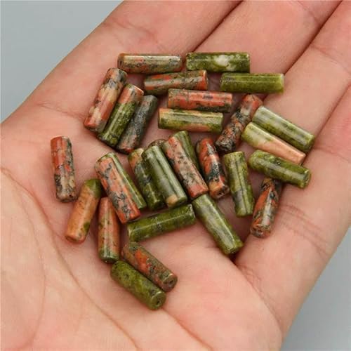 x 13,0 mm natürliche zylinderförmige Steinperlen, Opal-Achate, kaiserliche Steinröhrenperle, Energieheilungs-Edelsteinperle zur Schmuckherstellung, DIY-43.Unakit, 4 x 13,0 mm, ca. 5 Stück von QPFNEI