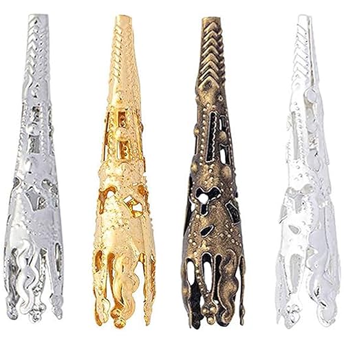 100 Stück lange Blumen-Perlenkappen, 41 mm, hohle Kegel, Metall, filigrane Perlen-Endkappen, Abstandshalter für Ohrringe, Schmuck, Halsketten, Bastelarbeiten, 4 Farben 100 Stück lange Blumen-Perlenkappen, 41 mm, hohle Kegel, Metall, filigrane Perlen-Endkappen, Abstandshalter für Ohrringe, Schmuck, Halsketten, Bastelarbeiten, 4 Farben von QPINGH