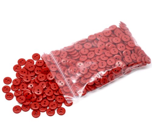 100 Stück – rote 9 mm runde 2-Loch-Nähknöpfe zum Basteln. von QPSupplies