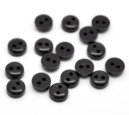 Mini-Knöpfe 200 Stück Rund 6 mm für Puppen-Kleidung, Scrapbooking, etc., plastik, Schwarz , 6 mm Mini-Knöpfe 200 Stück Rund 6 mm für Puppen-Kleidung, Scrapbooking, etc., plastik, Schwarz , 6 mm von QPSupplies