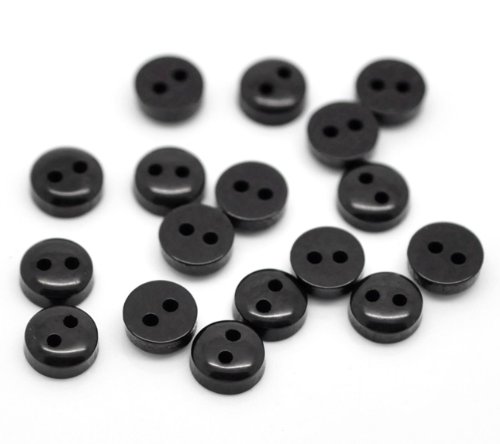 200 Stück - Rund 6 mm Plastik Schwarz Mini-Knöpfe - Für Puppen-Kleidung, Scrapbooking von QPSupplies