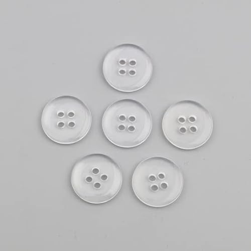 25 Stück – runde 15 mm Knöpfe aus transparentem Harz. 4 Nählöcher. Für Scrapbooking, Kartenherstellung, Bling von QPSupplies