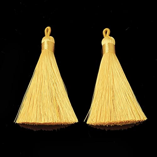 5 Stück, Golden Yellow Silky Soft 8 cm - 9 cm Quasten mit Schlaufen. Für Lesezeichen, Schmuck, Schlüsselanhänger, Anhänger, Dekoration, Handwerk 5 Stück, Golden Yellow Silky Soft 8 cm - 9 cm Quasten mit Schlaufen. Für Lesezeichen, Schmuck, Schlüsselanhänger, Anhänger, Dekoration, Handwerk von QPSupplies