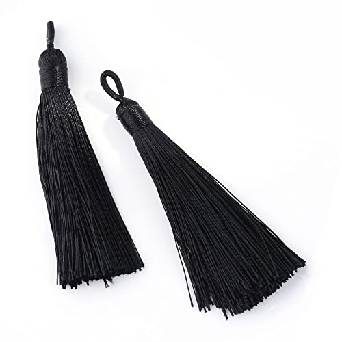 5 Stück – schwarze seidig weiche 8 cm–9 cm große Quasten mit Schlaufen für Lesezeichen, Schlüsselanhänger, DIY-Bastel-Anhänger-Dekorationen 5 Stück – schwarze seidig weiche 8 cm–9 cm große Quasten mit Schlaufen für Lesezeichen, Schlüsselanhänger, DIY-Bastel-Anhänger-Dekorationen von QPSupplies