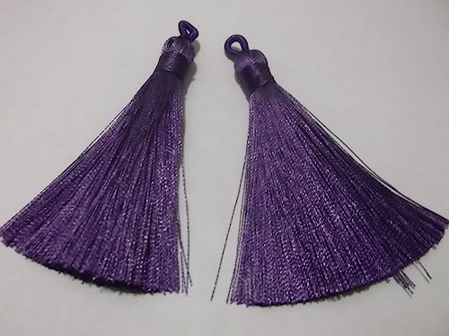 5 Stück – seidig weiche violette lila 8 cm - 9 cm Quasten mit Schlaufen für Lesezeichen Schlüsselanhänger DIY Handwerk Anhänger Dekorationen (Violet Lila) von QPSupplies