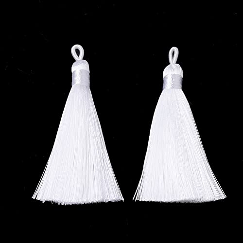 5 Stück – weiße seidenweiche 8–9 cm große Quasten mit Schlaufen für Lesezeichen, Schlüsselanhänger, DIY-Bastel-Anhänger-Dekorationen 5 Stück – weiße seidenweiche 8–9 cm große Quasten mit Schlaufen für Lesezeichen, Schlüsselanhänger, DIY-Bastel-Anhänger-Dekorationen von QPSupplies