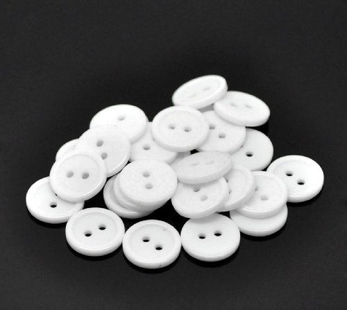 Kunstharz-Knöpfe mit 2 Löchern, klein, rund, 15 mm, 50 Stück- Für Strickarbeiten, Kunst und Handwerk., weiß, 15 mm von QPSupplies