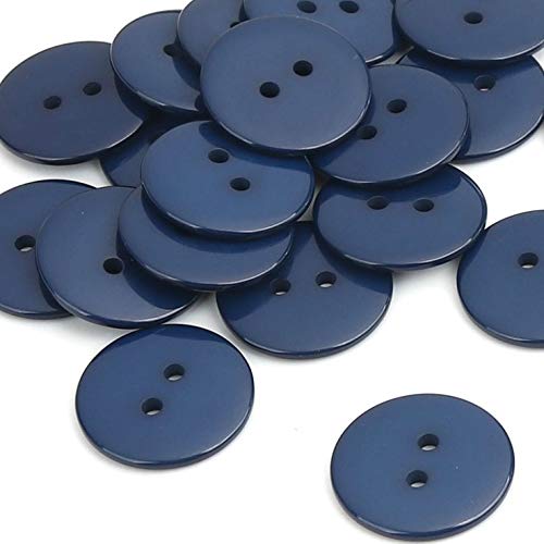50 Stück – Marineblaue, runde 23 mm große Harzknöpfe (2 Löcher) – zum Nähen, Scrapbooking, Basteln und Stricken von QPSupplies
