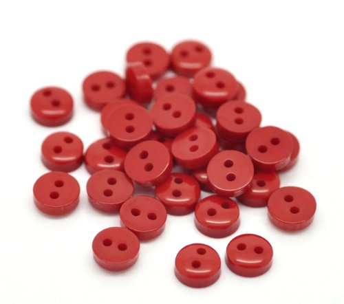 50 Stück – rote runde (2 Löcher) Nähknöpfe, 6 mm. Ideal für Bastelarbeiten wie Scrapbooking, Kartenherstellung, Bling, Dekoration von QPSupplies