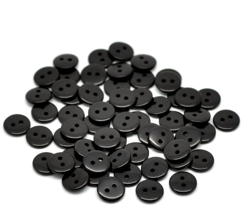 50 Stück – schwarze runde 9 mm Nähknöpfe (2 Löcher) – ideal für Bastelarbeiten wie Scrapbooking, Kartenherstellung, Dekoration von QPSupplies