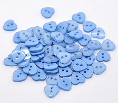 Knöpfe aus Kunstharz, Herzform, 11 x 12 mm, Blau, 25 Stück von QPSupplies