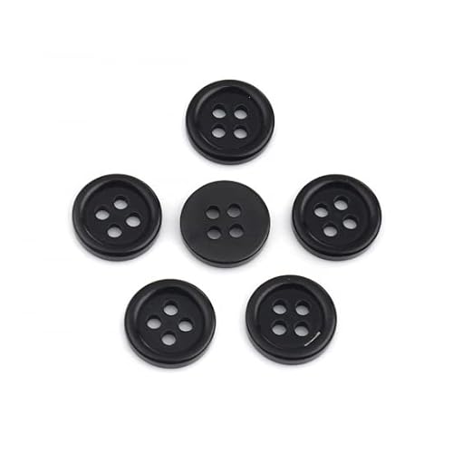 QPSupplies - 50 Stück Runde 9 mm Schwarze Harz-Nähknöpfe (4 Löcher) - Für Scrapbooking, Kartenherstellung und andere Bastelarbeiten QPSupplies - 50 Stück Runde 9 mm Schwarze Harz-Nähknöpfe (4 Löcher) - Für Scrapbooking, Kartenherstellung und andere Bastelarbeiten von QPSupplies