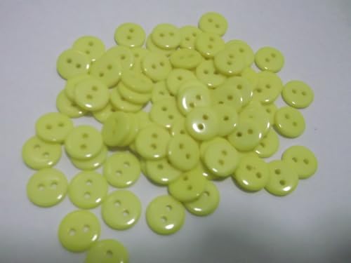 Knöpfe aus Kunstharz, rund, 9 mm, mit 2 Nählöchern, Neongelb, für Kleidung, Kunst, Scrapbooking und viele andere Bastelarbeiten, 100 Stück von QPSupplies