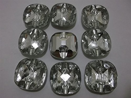 Quadratische Kristall-Strass-Knöpfe aus Kunststoff, 23 mm, 1 Loch, für Näharbeiten, Schmuck,Klunker, 15 Stück Quadratische Kristall-Strass-Knöpfe aus Kunststoff, 23 mm, 1 Loch, für Näharbeiten, Schmuck,Klunker, 15 Stück von QPSupplies