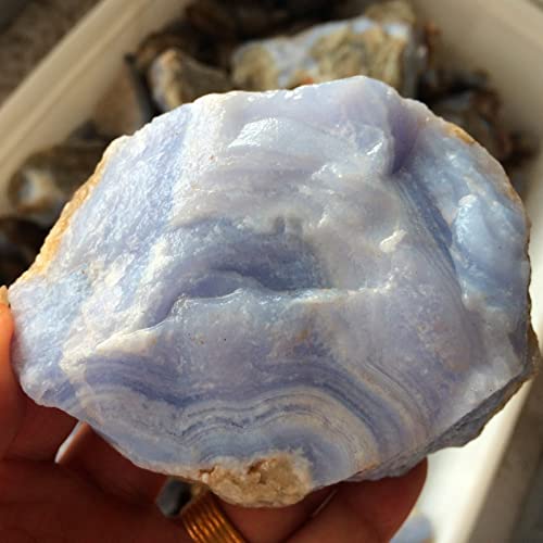 QPYD Natürlicher Heilungskristall. Natürliches blaues Chalcedon Agate Steinmineralien Schmuck Verarbeitung Wohnkultur Mineralkristalle Meditation Wiccan Heilsteine (Size : 210-270g) von QPYD