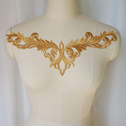 Goldene Bestickte Applikationen für Hochzeitskleid Stoff mit V-Ausschnitt zum Aufnähen für Hochzeitskleidung Kleider Dekoration DIY Handwerk Goldene Bestickte Applikationen für Hochzeitskleid Stoff mit V-Ausschnitt zum Aufnähen für Hochzeitskleidung Kleider Dekoration DIY Handwerk von QQLADY