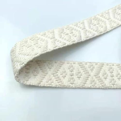 QQLADY Baumwollgewebe mit geometrischen Mustern, 4 cm breit, doppelseitiges Baumwollband, gewebte Rautenbänder, Stoff für Kleidungsstücke von QQLADY