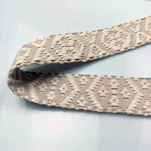QQLADY Baumwollgewebe mit geometrischen Mustern, 4 cm breit, doppelseitiges Baumwollband, gewebte Rautenbänder, Stoff für Kleidungsstücke von QQLADY