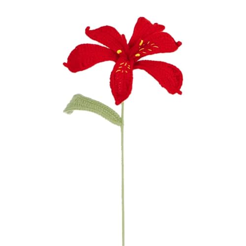 QQNQQ Häkelblume, Häkelpflanzen, Blumenboutiquen, handgehäkelte Alstroemeria, künstliche Blume, handgestrickter Blumenstrauß(Alstroemeria Red) von QQNQQ