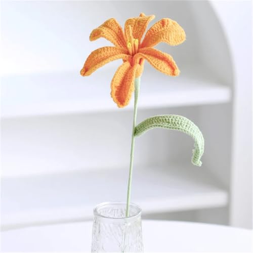 QQNQQ Häkelblume, Häkelpflanzen, Blumenboutiquen, handgehäkelte Alstroemeria, künstliche Blume, handgestrickter Blumenstrauß(Alstroemeria Yellow Gn8) von QQNQQ