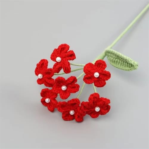 QQNQQ Häkelblume, Häkelpflanzen, Blumenstrauß Gestrickte Blume Handgehäkelte Kunstblumen(Red) von QQNQQ