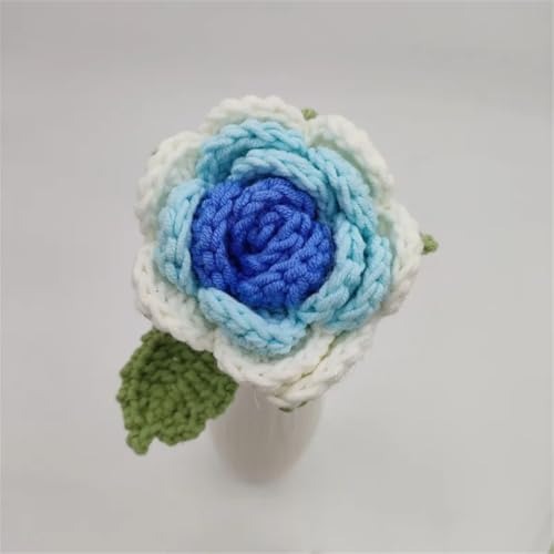 QQNQQ Häkelblume, Häkelpflanzen, Farbverlaufsrose, Heimdekoration, Garnstrauß, Hochzeit, Kunstblumen(Blue) von QQNQQ