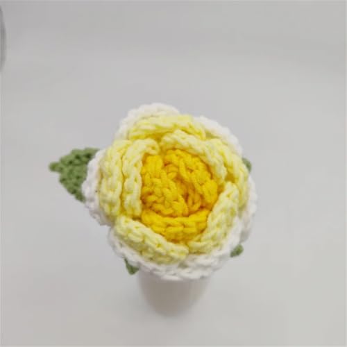 QQNQQ Häkelblume, Häkelpflanzen, Farbverlaufsrose, Heimdekoration, Garnstrauß, Hochzeit, Kunstblumen(Yellow) von QQNQQ