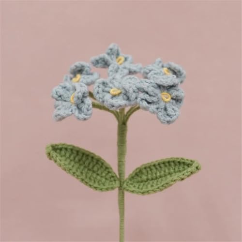 QQNQQ Häkelblume, Häkelpflanzen, Garnblumen, Simulationsstrauß, Heimdekoration, Häkeln, künstliche Blume(Mist Blue) von QQNQQ