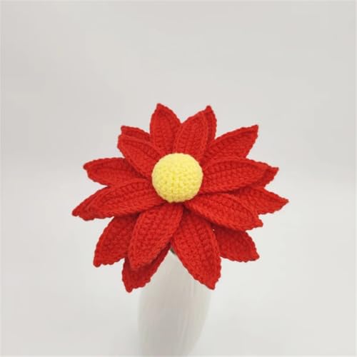 QQNQQ Häkelblume, Häkelpflanzen, Handgehäkelte Kunstblumen, Lavendel, Chrysanthemen, Strauß, Heimdekoration, Garnsträuße(Big Red) von QQNQQ