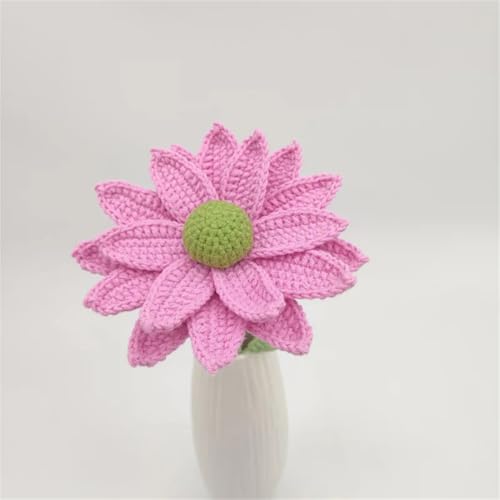 QQNQQ Häkelblume, Häkelpflanzen, Handgehäkelte Kunstblumen, Lavendel, Chrysanthemen, Strauß, Heimdekoration, Garnsträuße(Deep Pinrk) von QQNQQ