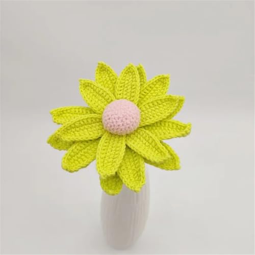 QQNQQ Häkelblume, Häkelpflanzen, Handgehäkelte Kunstblumen, Lavendel, Chrysanthemen, Strauß, Heimdekoration, Garnsträuße(Matcha Gn8) von QQNQQ