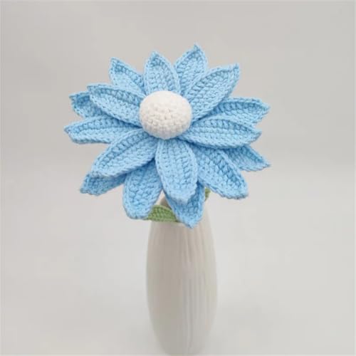 QQNQQ Häkelblume, Häkelpflanzen, Handgehäkelte Kunstblumen, Lavendel, Chrysanthemen, Strauß, Heimdekoration, Garnsträuße(Sky Blue) von QQNQQ
